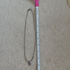 925 silver necklace w/ purple/green charm
